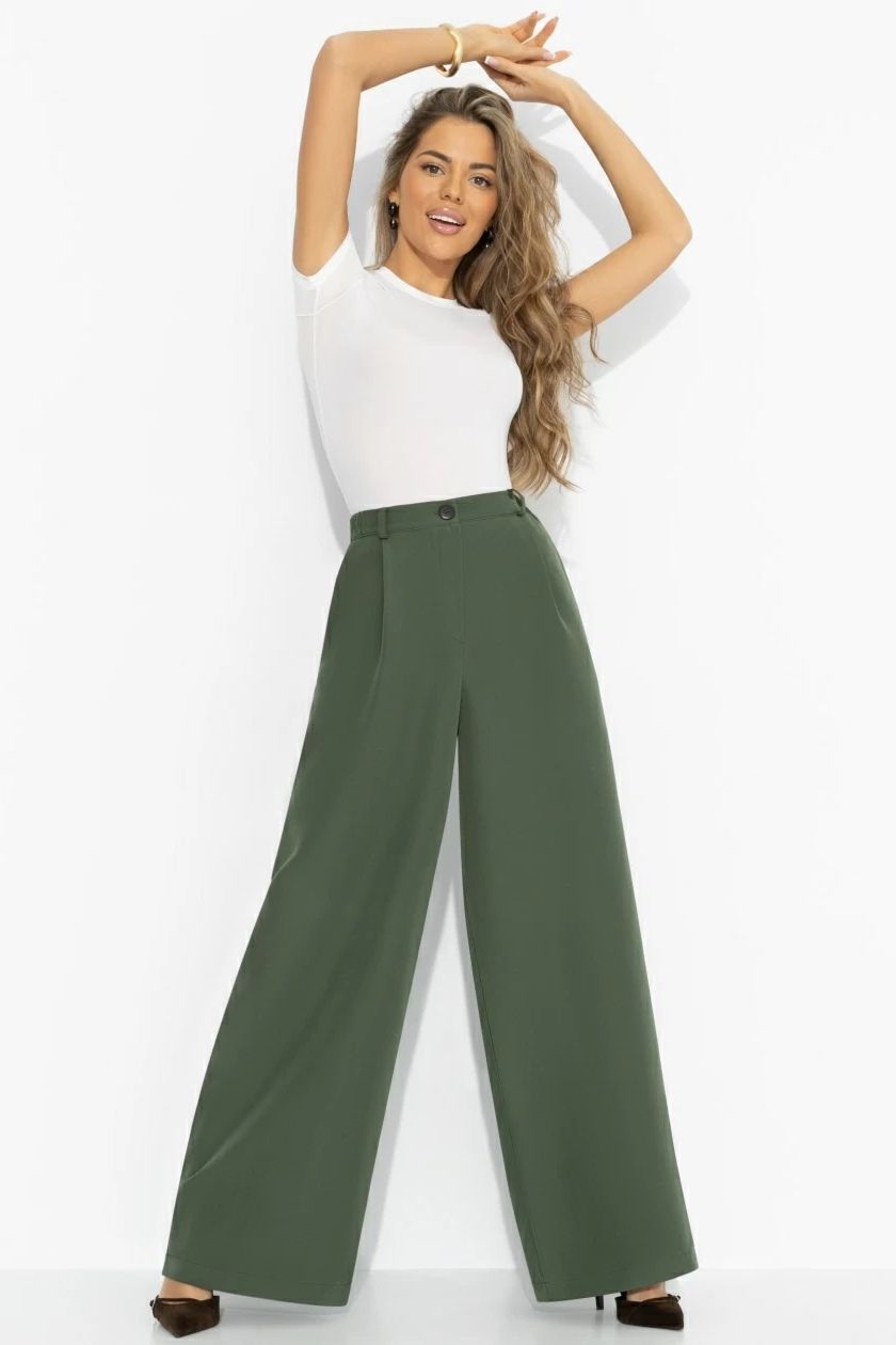 Брюки-палаццо с карманами в цвете хаки Charutti(фото5)