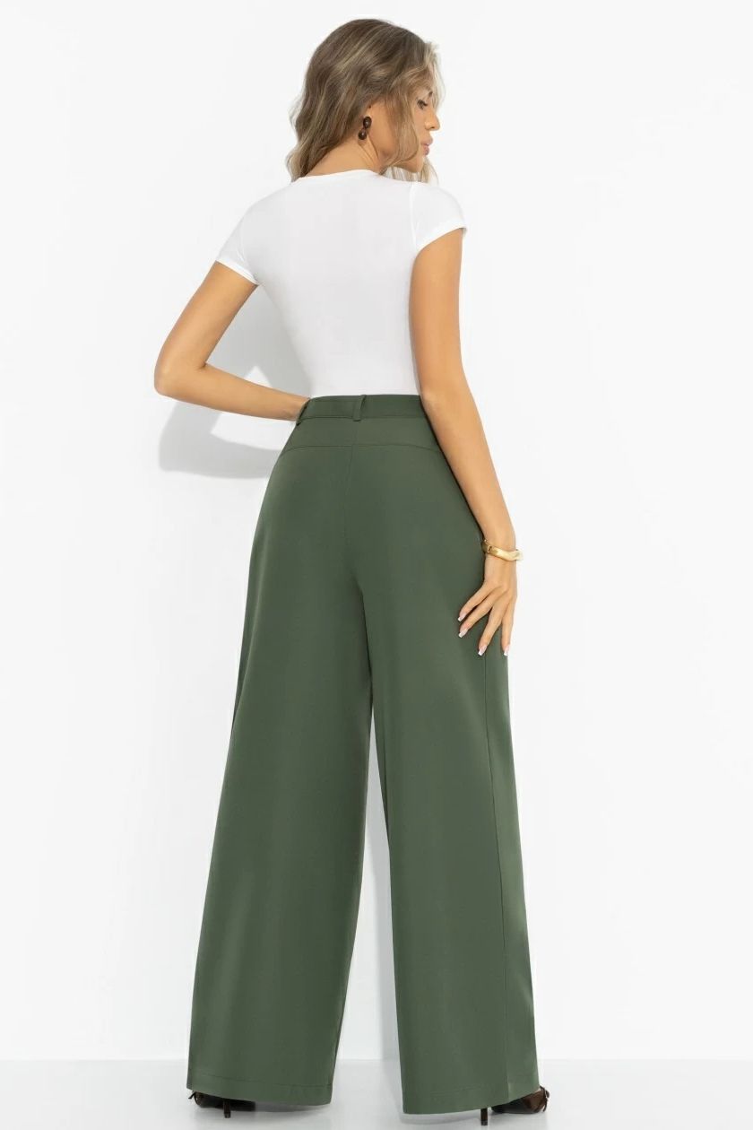 Брюки-палаццо с карманами в цвете хаки Charutti(фото8)