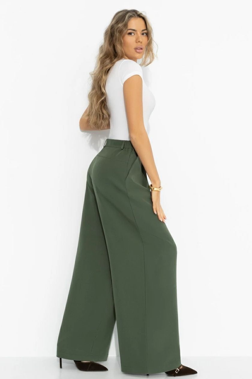 Брюки-палаццо с карманами в цвете хаки Charutti(фото6)