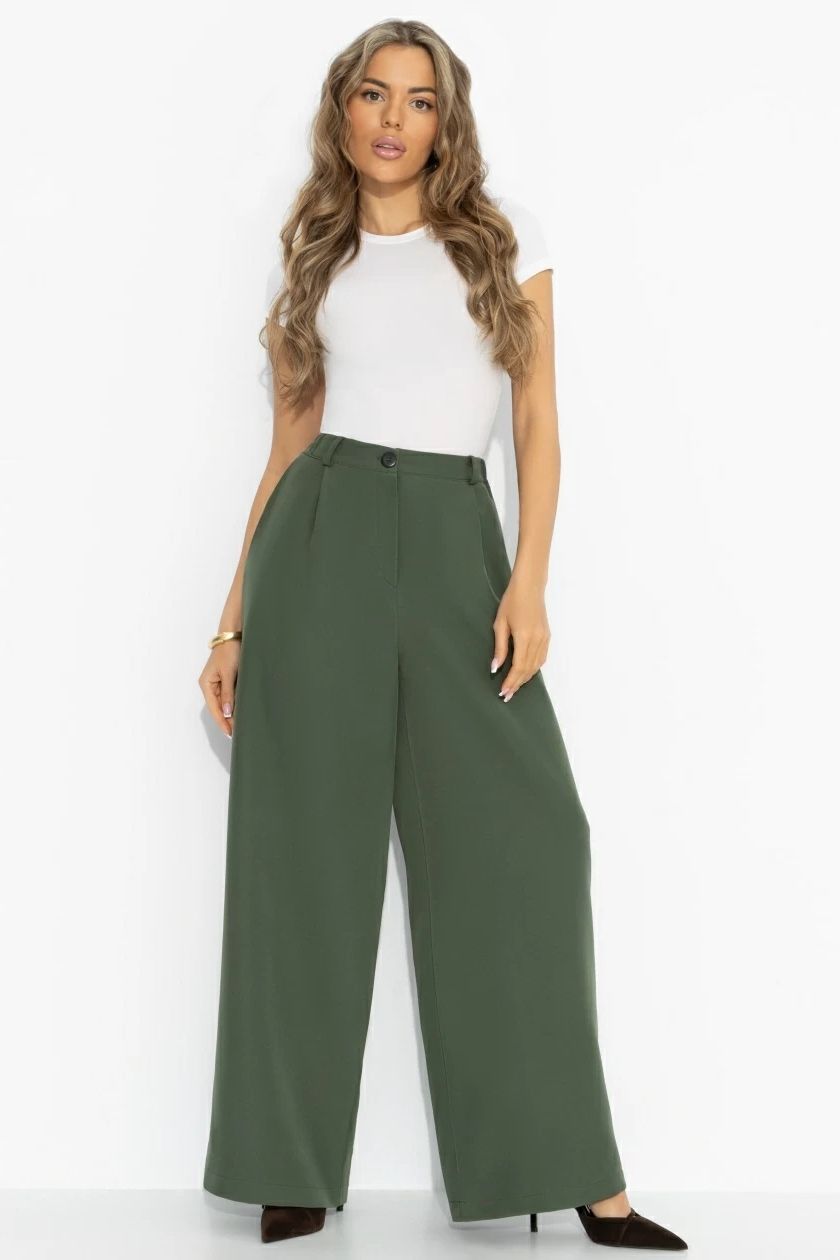 Брюки-палаццо с карманами в цвете хаки Charutti(фото7)