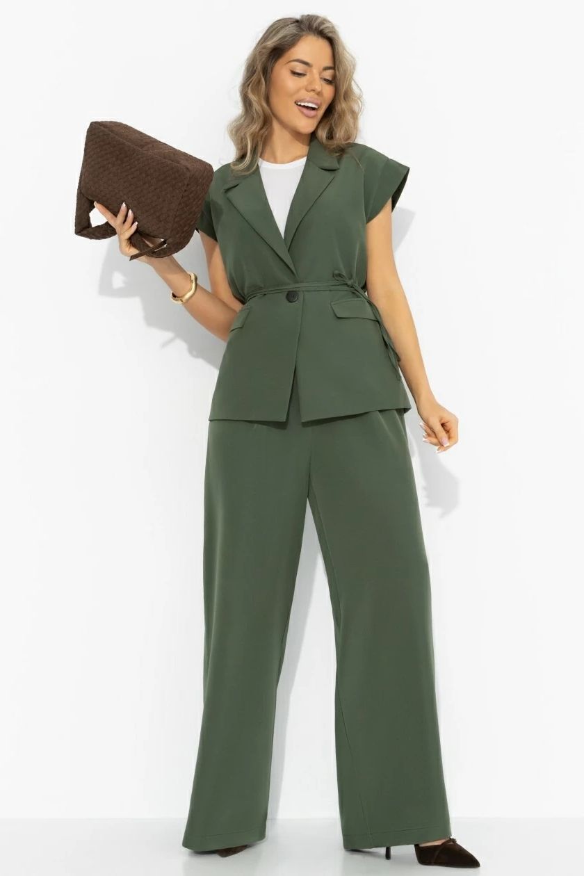 Брюки-палаццо с карманами в цвете хаки Charutti