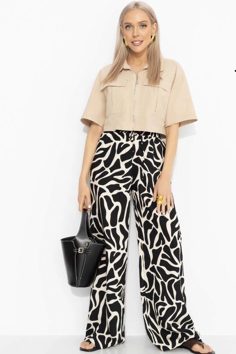 Брюки широкие чёрно-белые Charutti