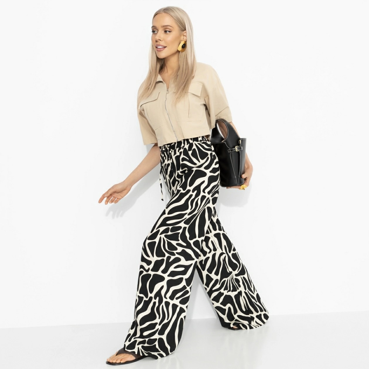 Брюки широкие чёрно-белые Charutti(фото2)