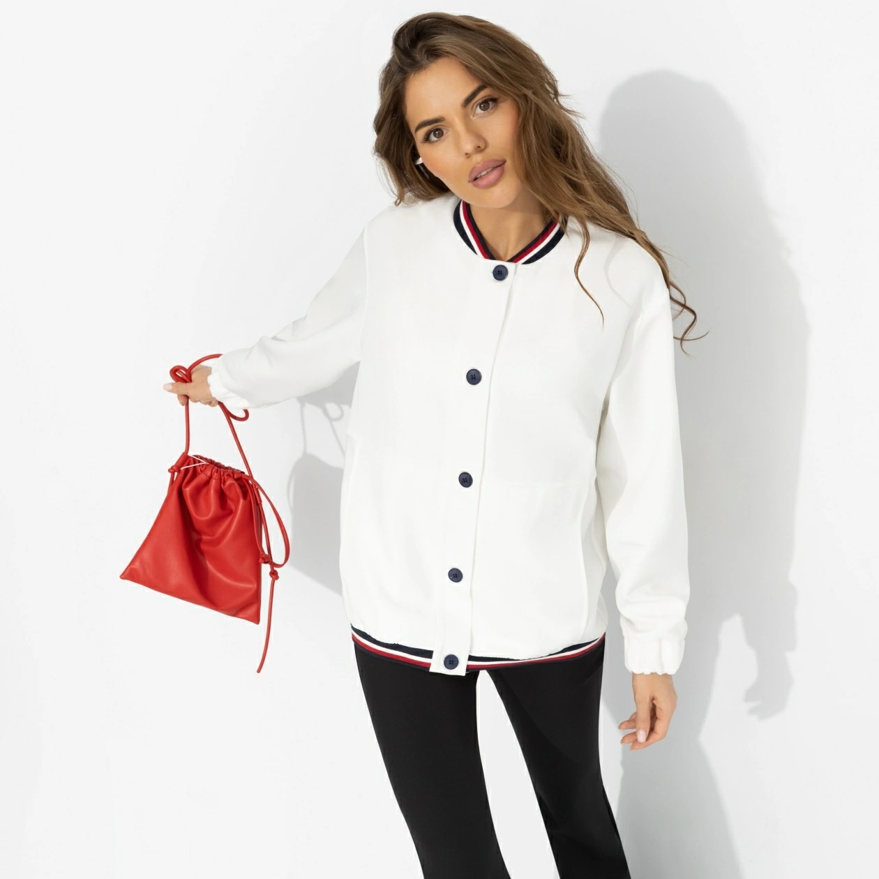 Бомбер белый на пуговицах Charutti(фото6)