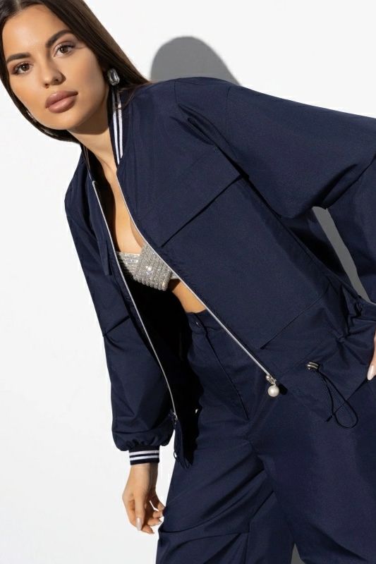 Бомбер синий с карманами Charutti(фото6)