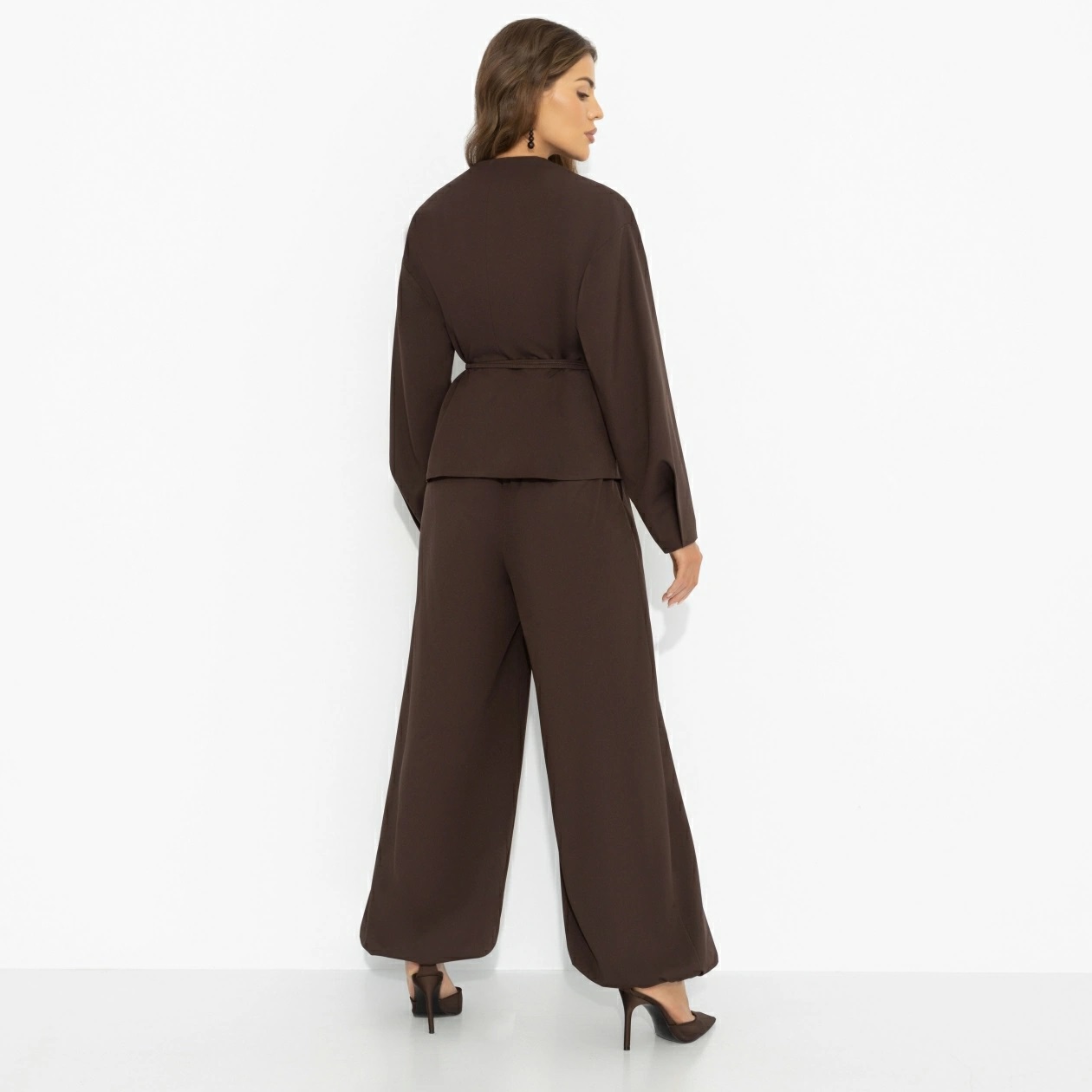 Костюм-двойка коричневый с брюками Charutti(фото6)