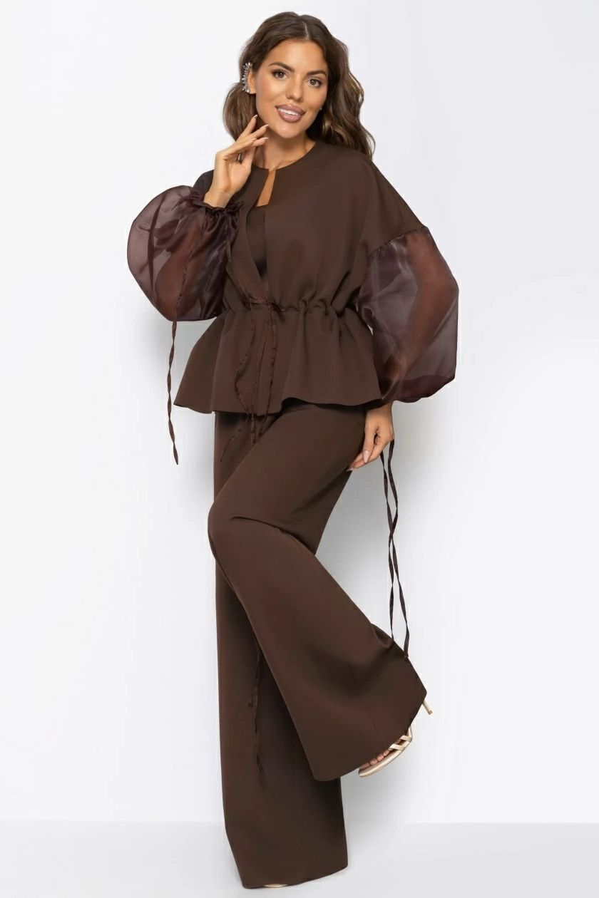 Костюм-двойка коричневый с брюками Charutti