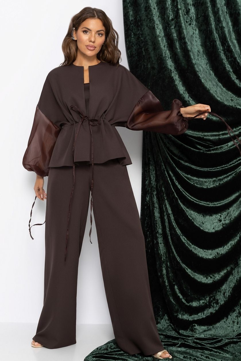 Костюм-двойка коричневый с брюками Charutti(фото2)