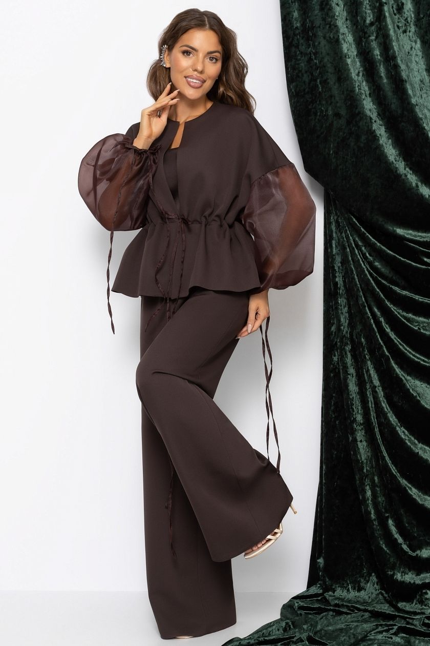 Костюм-двойка коричневый с брюками Charutti