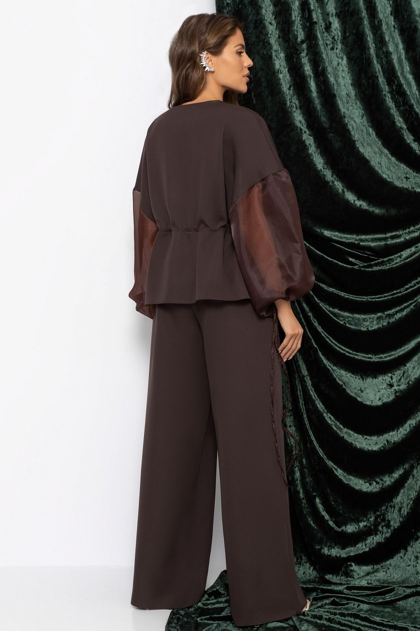 Костюм-двойка коричневый с брюками Charutti(фото8)