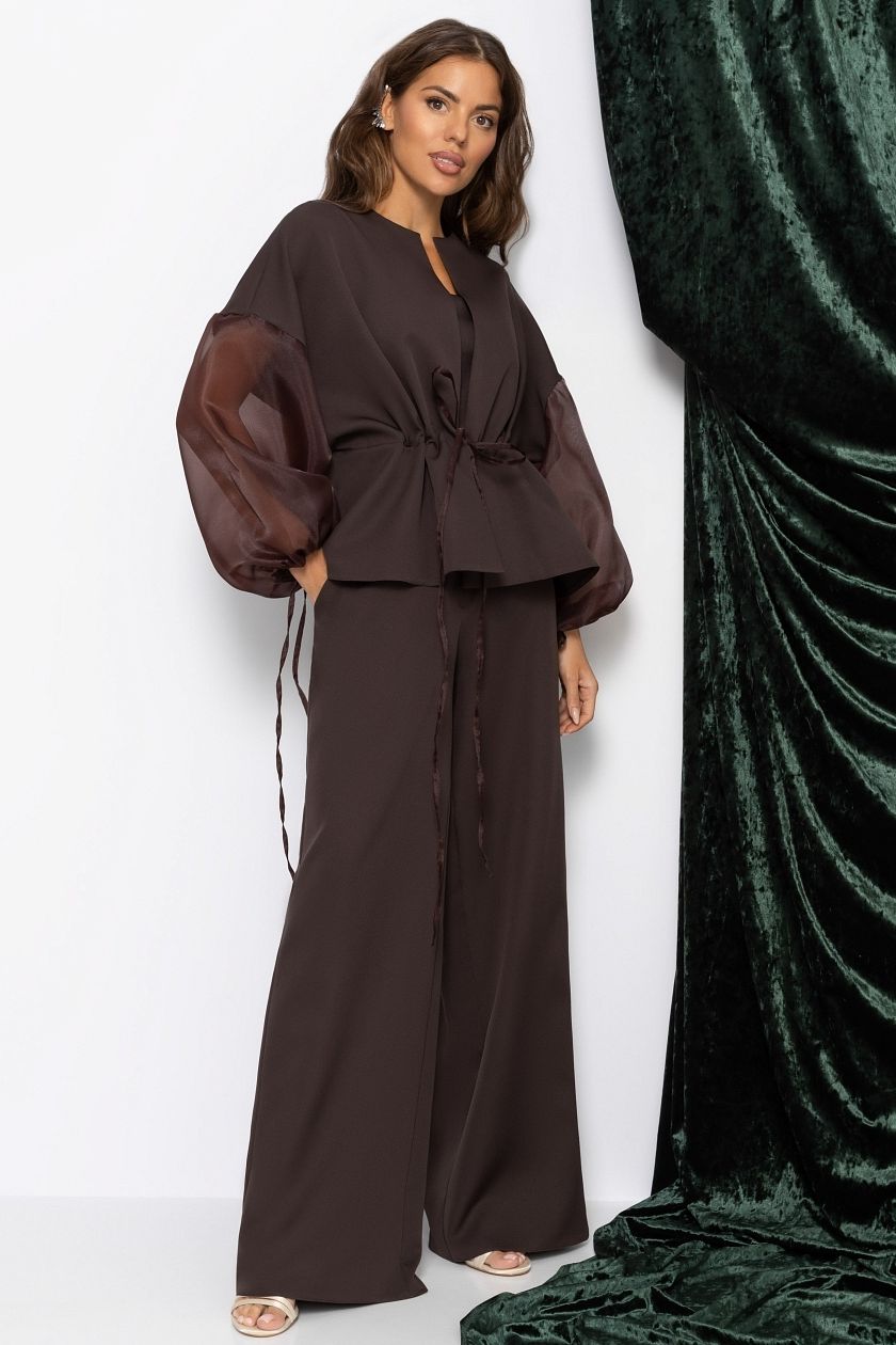 Костюм-двойка коричневый с брюками Charutti(фото7)