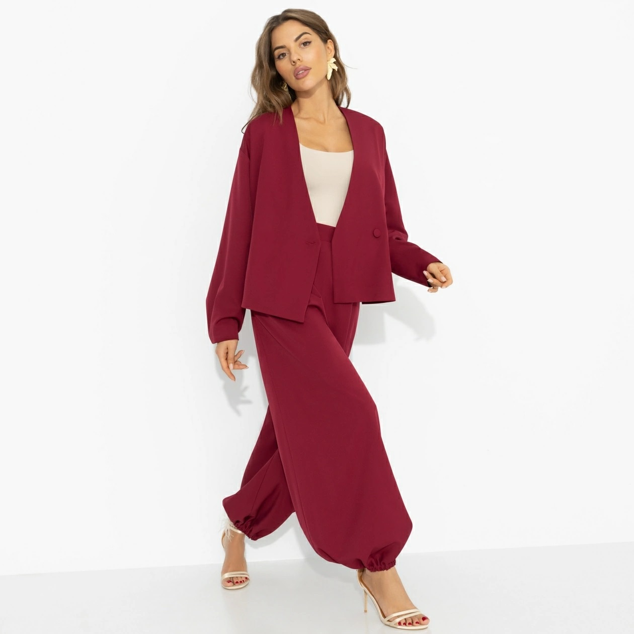 Костюм-двойка бордовый с брюками Charutti(фото5)