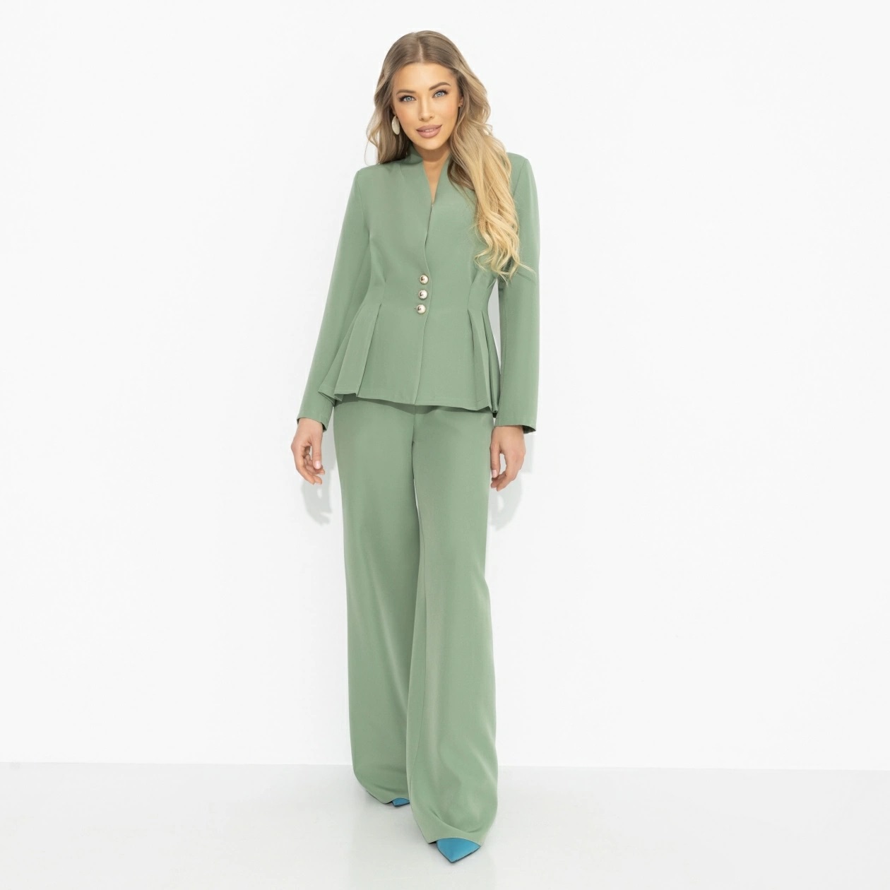 Костюм-двойка зелёный с брюками Charutti(фото2)