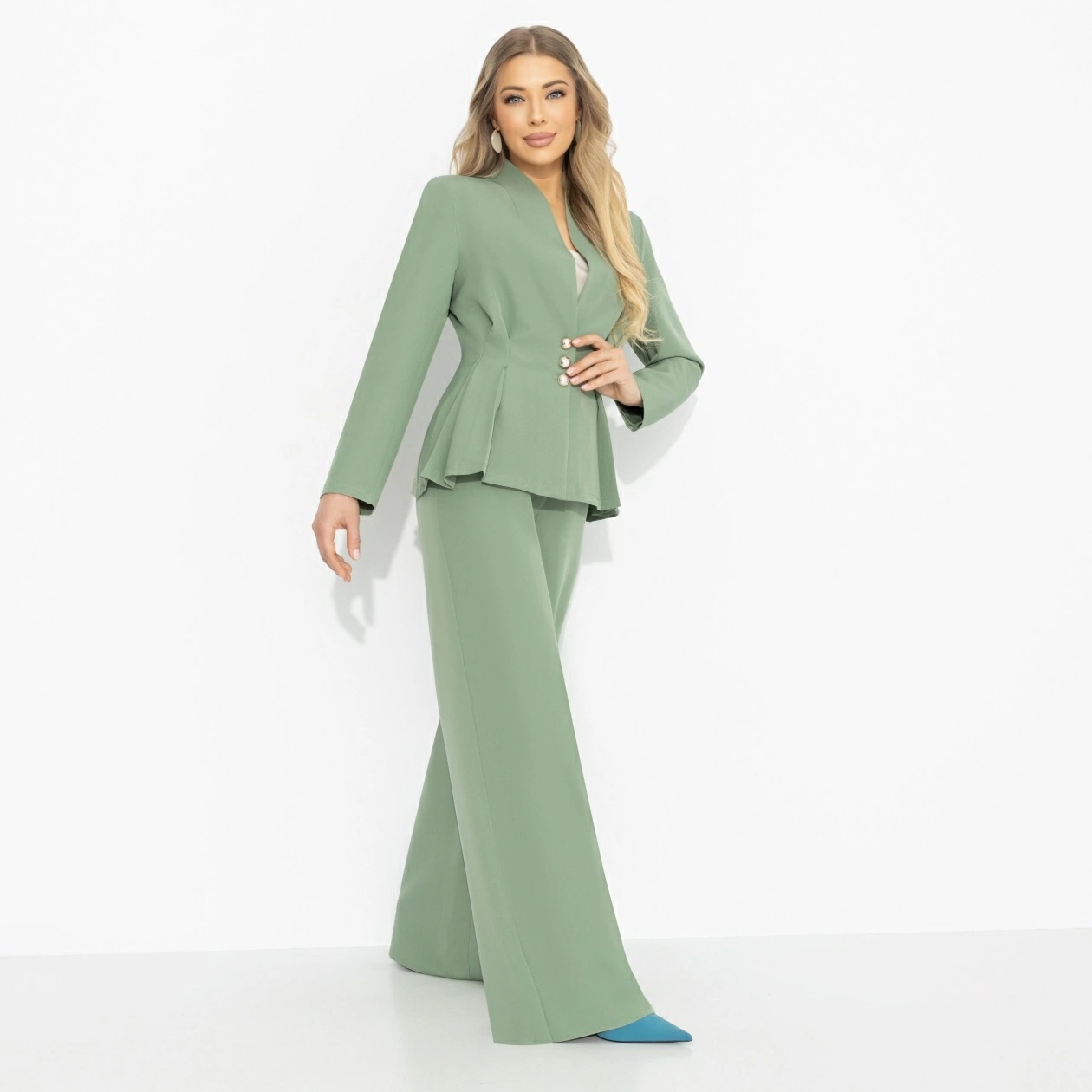 Костюм-двойка зелёный с брюками Charutti(фото5)