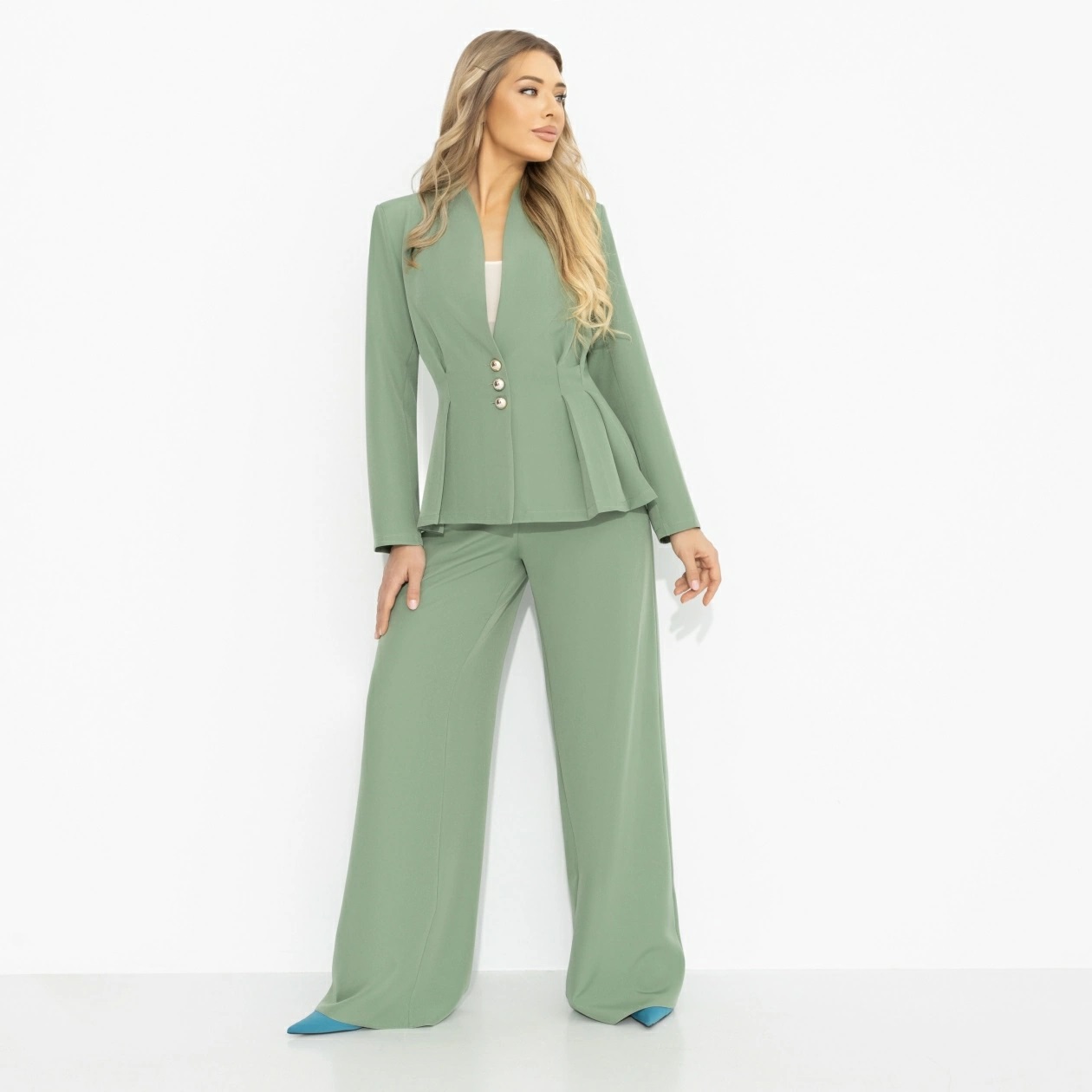 Костюм-двойка зелёный с брюками Charutti(фото4)