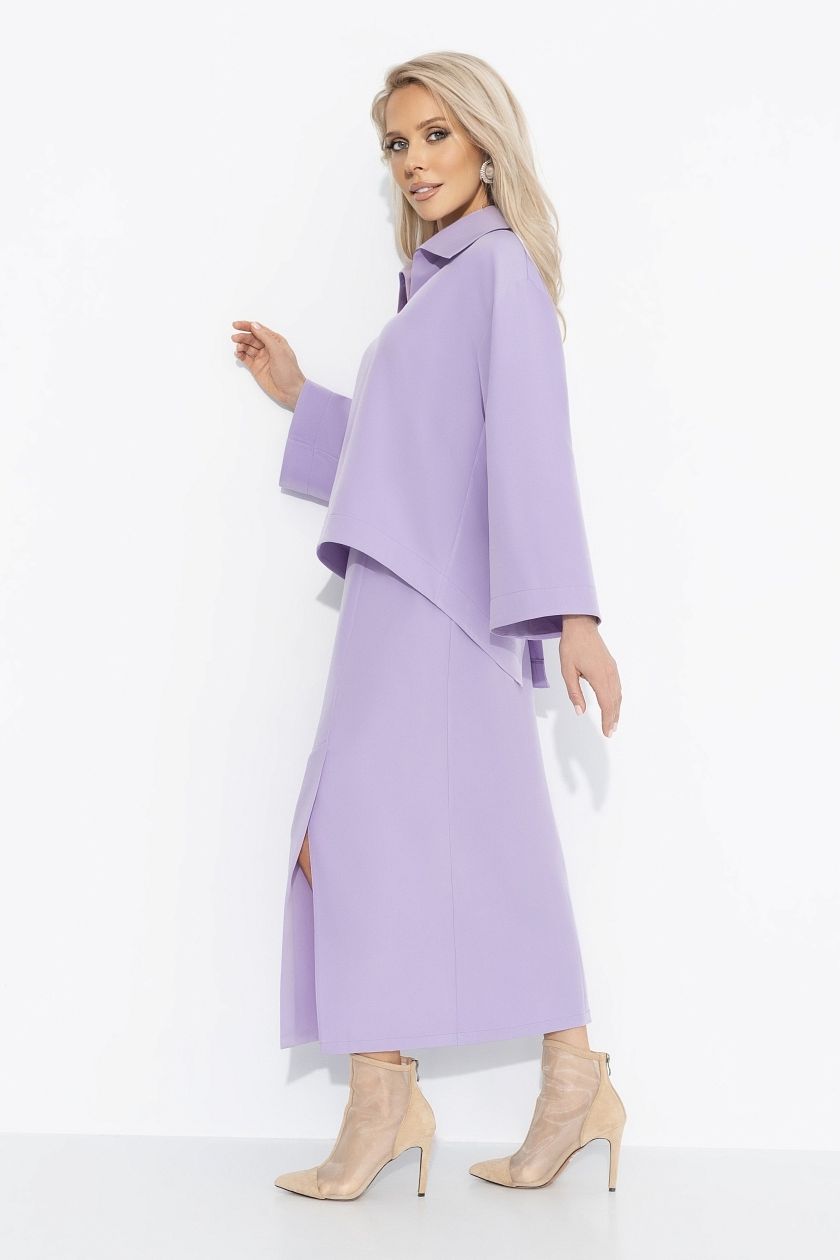 Костюм сиреневый с юбкой и со съёмной розой Charutti(фото4)