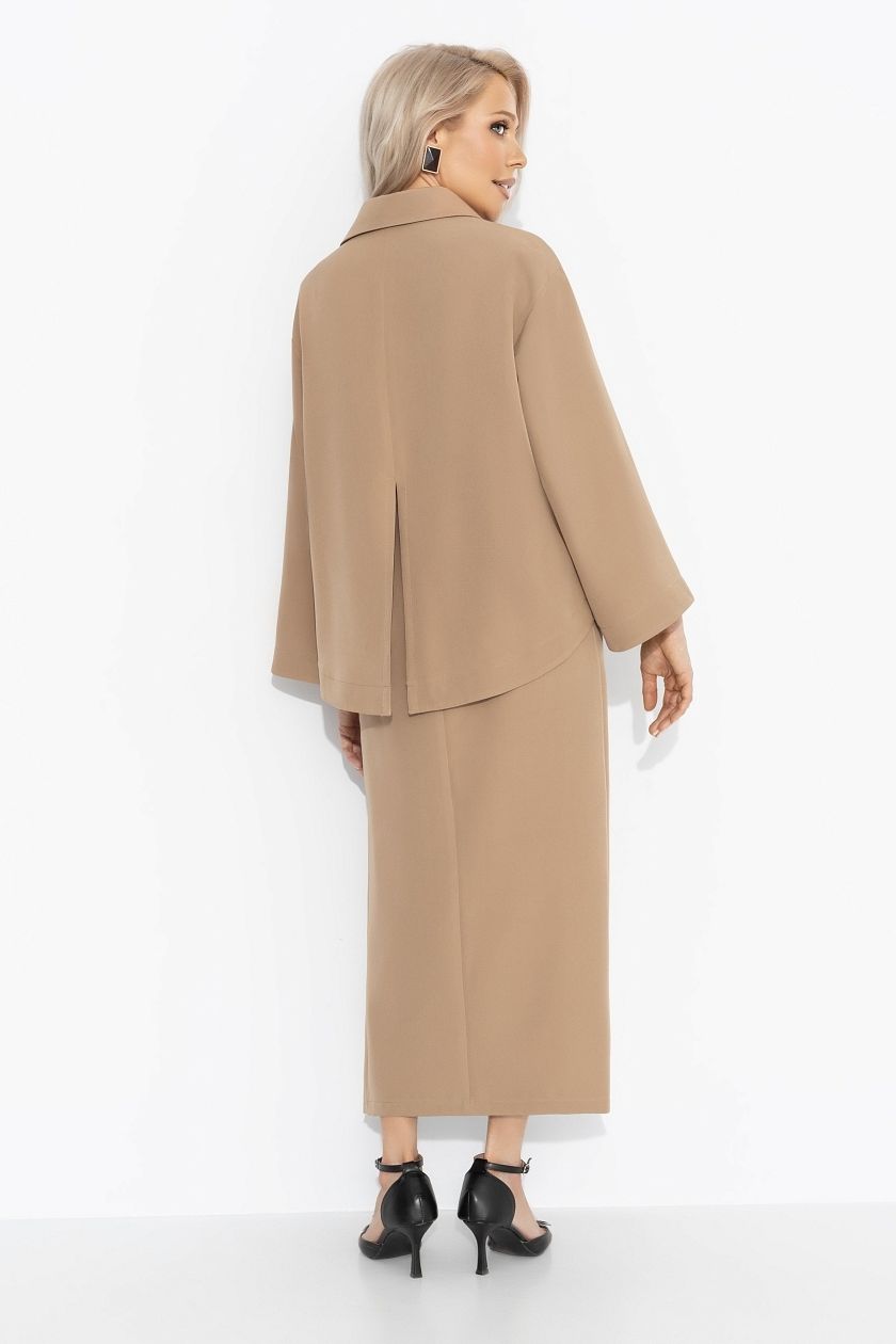 Костюм бежевый с юбкой и со съёмной розой Charutti(фото7)