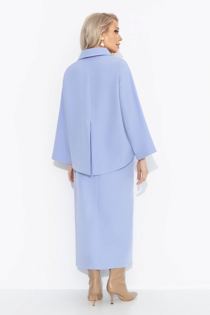 Костюм голубой с юбкой и со съёмной розой Charutti(фото5)