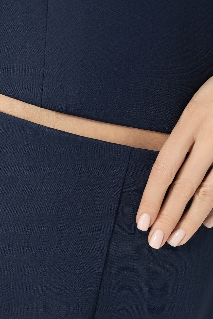 Костюм тёмно-синий с юбкой и со съёмной розой Charutti(фото5)