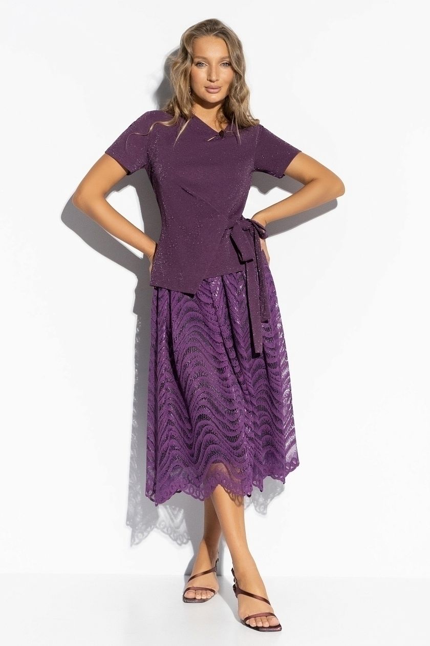 Костюм фиолетовый с юбкой нарядный Charutti(фото4)