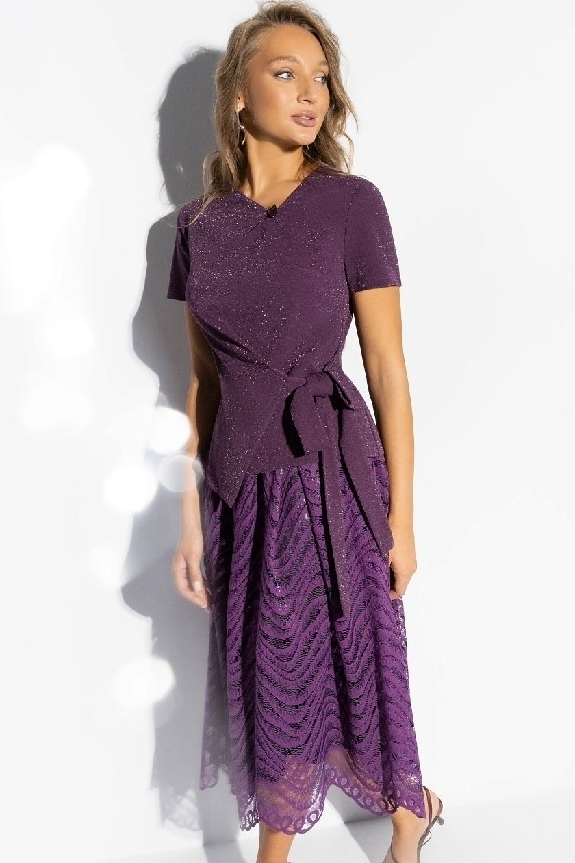 Костюм фиолетовый с юбкой нарядный Charutti(фото5)