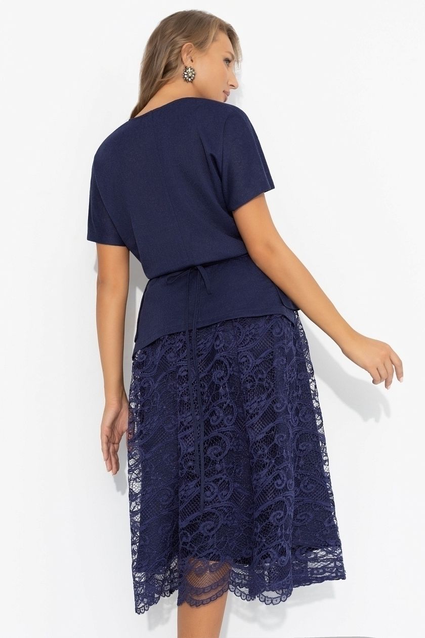 Костюм синий с юбкой нарядный Charutti(фото8)