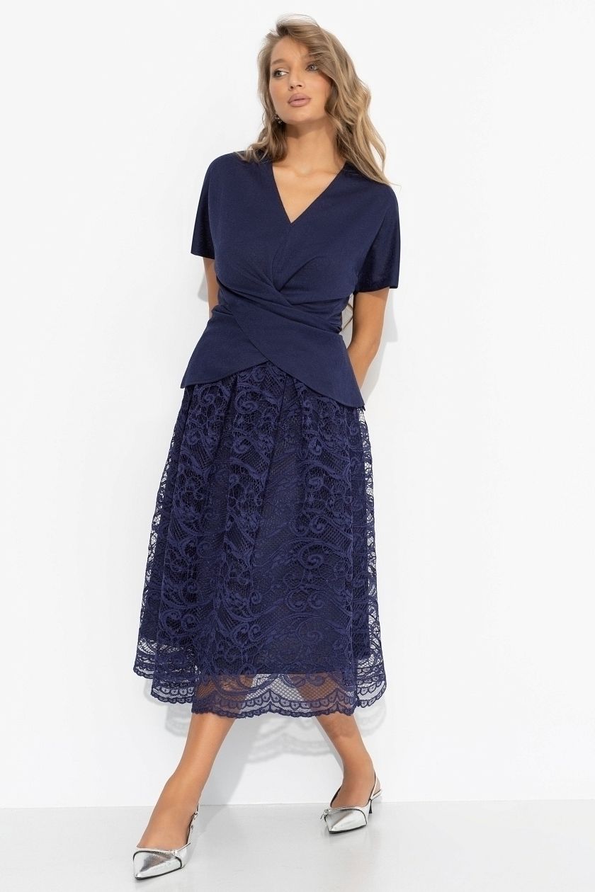 Костюм синий с юбкой нарядный Charutti(фото2)