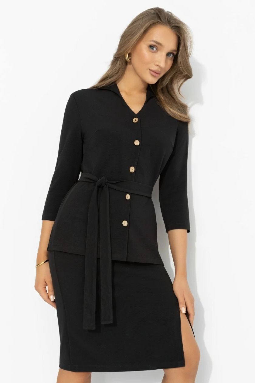 Костюм чёрный с юбкой трикотажный Charutti(фото2)