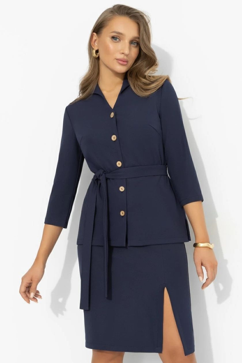 Костюм синий с юбкой трикотажный Charutti(фото5)