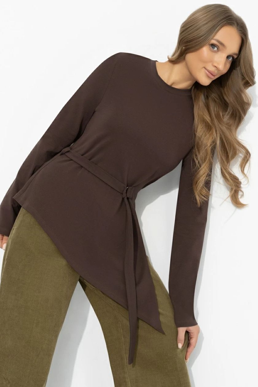 Лонгслив коричневый из хлопка Charutti(фото5)