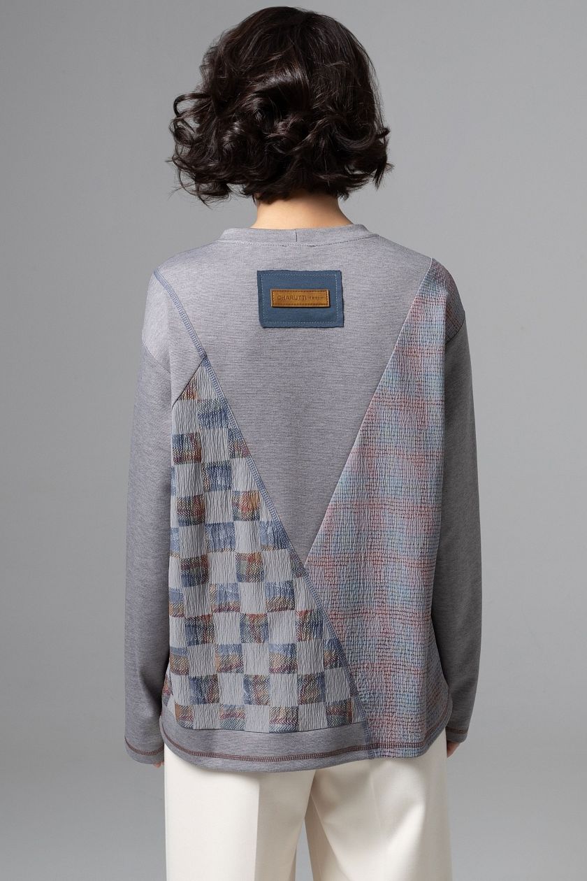 Лонгслив серый с акцентными швами Charutti(фото7)