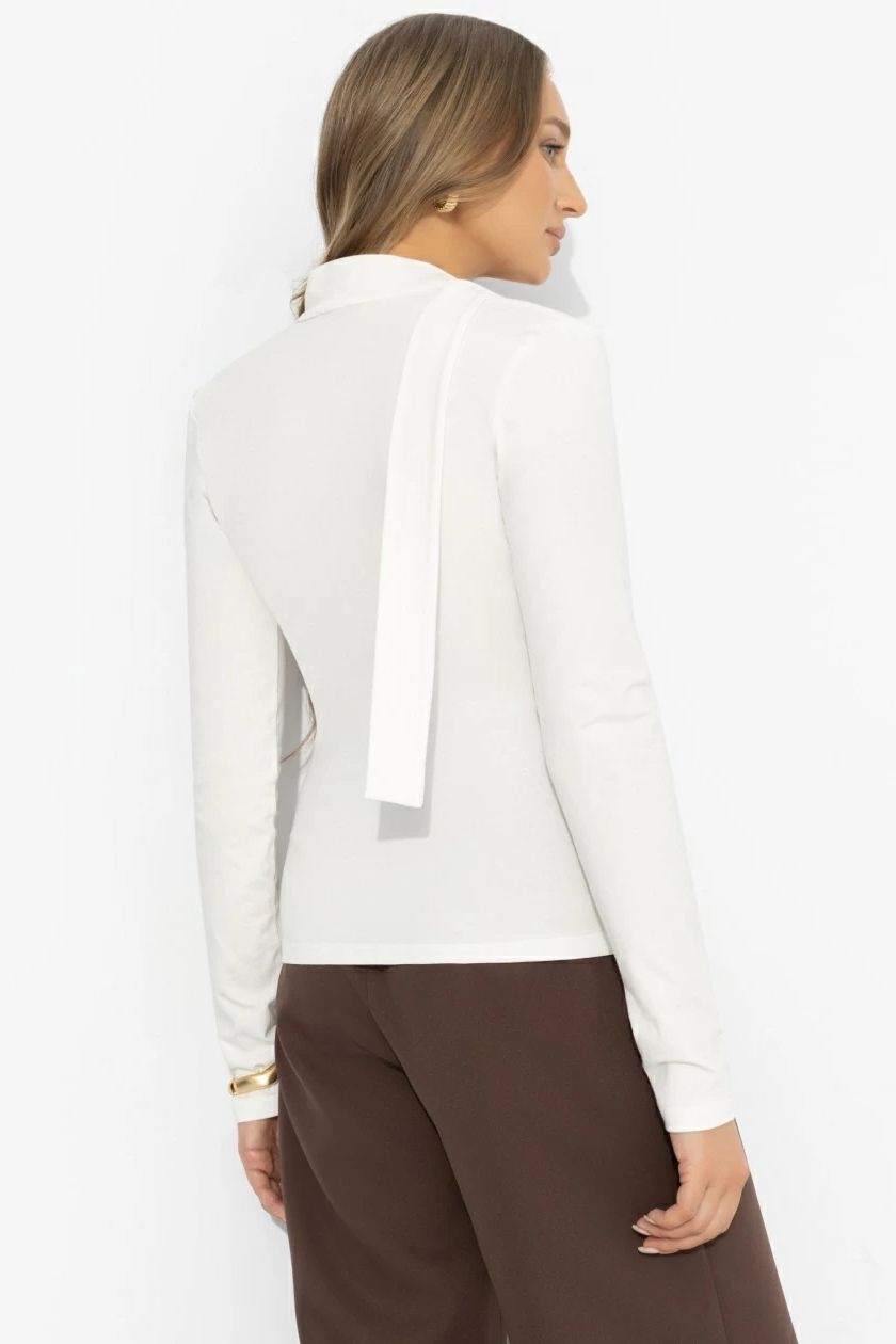 Лонгслив молочного цвета с креативным воротником Charutti(фото7)
