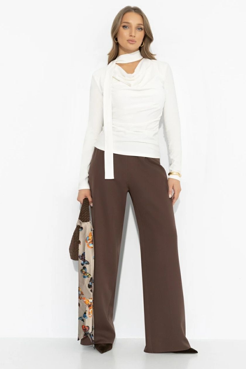 Лонгслив молочного цвета с креативным воротником Charutti(фото2)