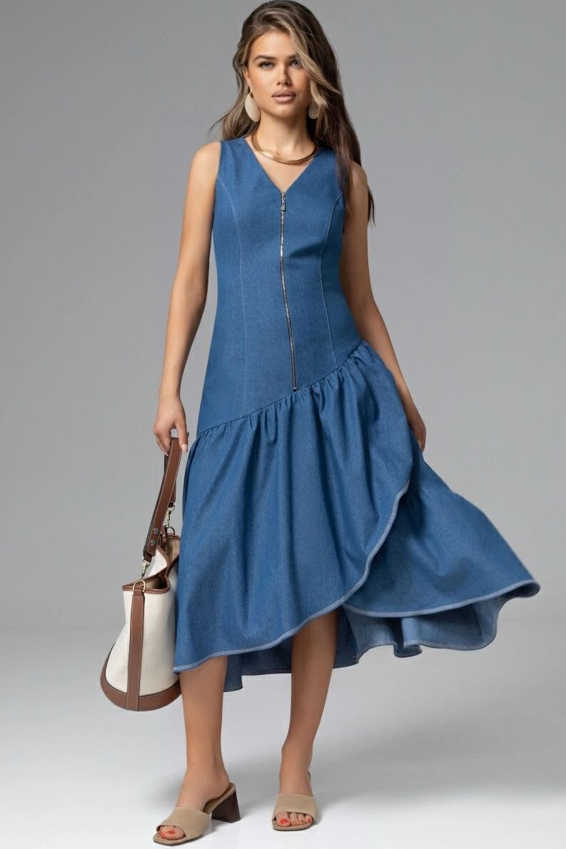 Сарафан синий с воланом Charutti