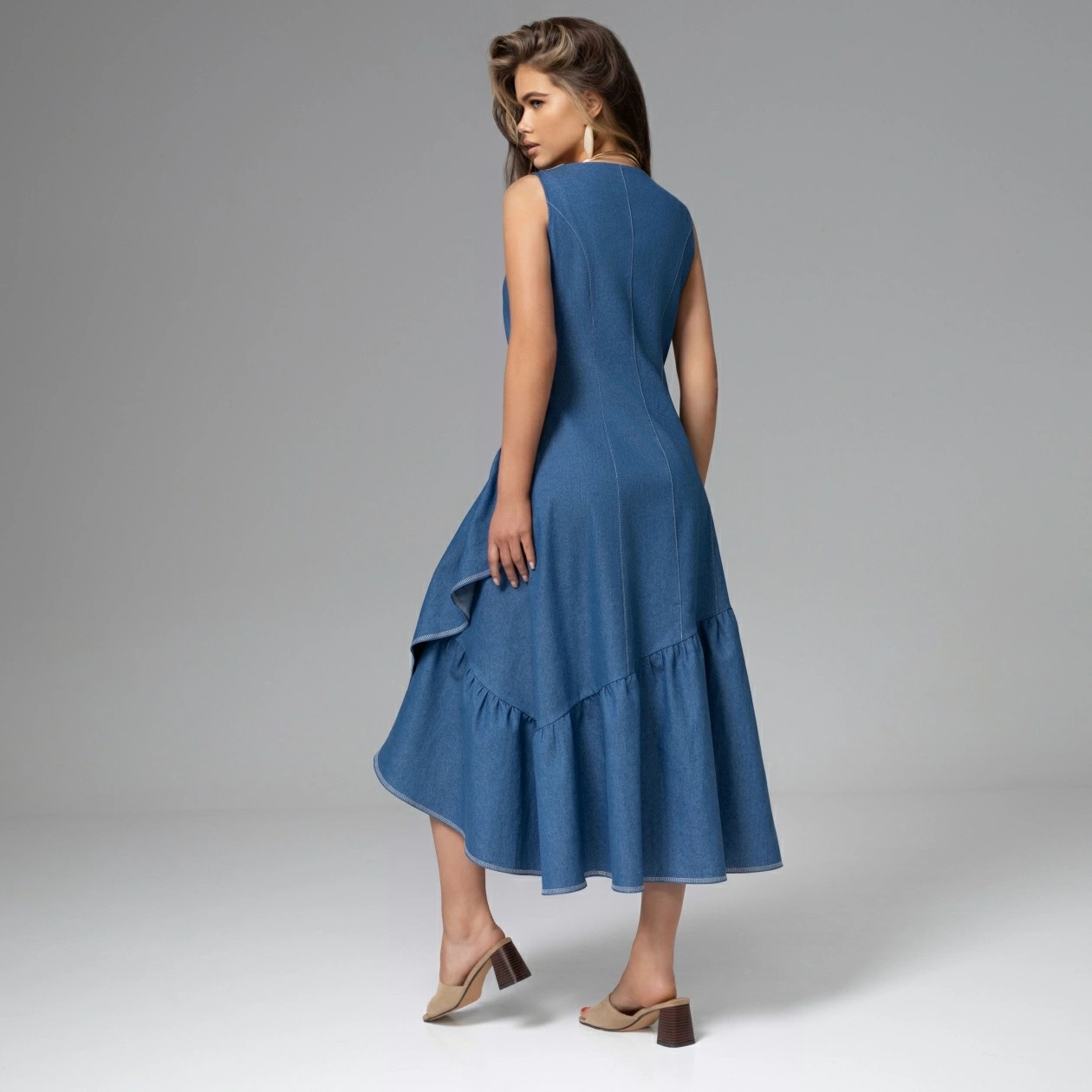 Сарафан синий с воланом Charutti(фото5)