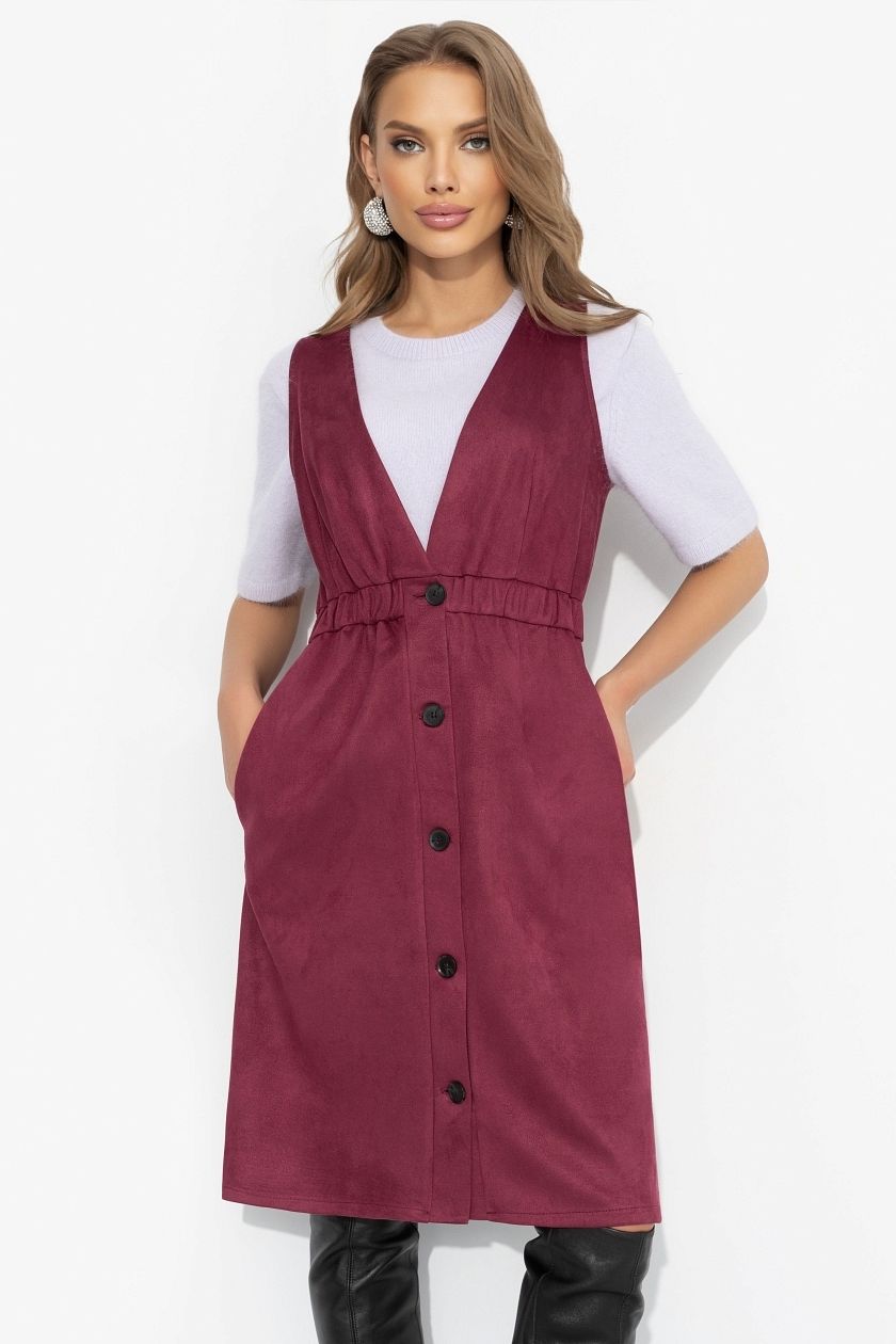 Сарафан бордовый из мягкой экозамши Charutti