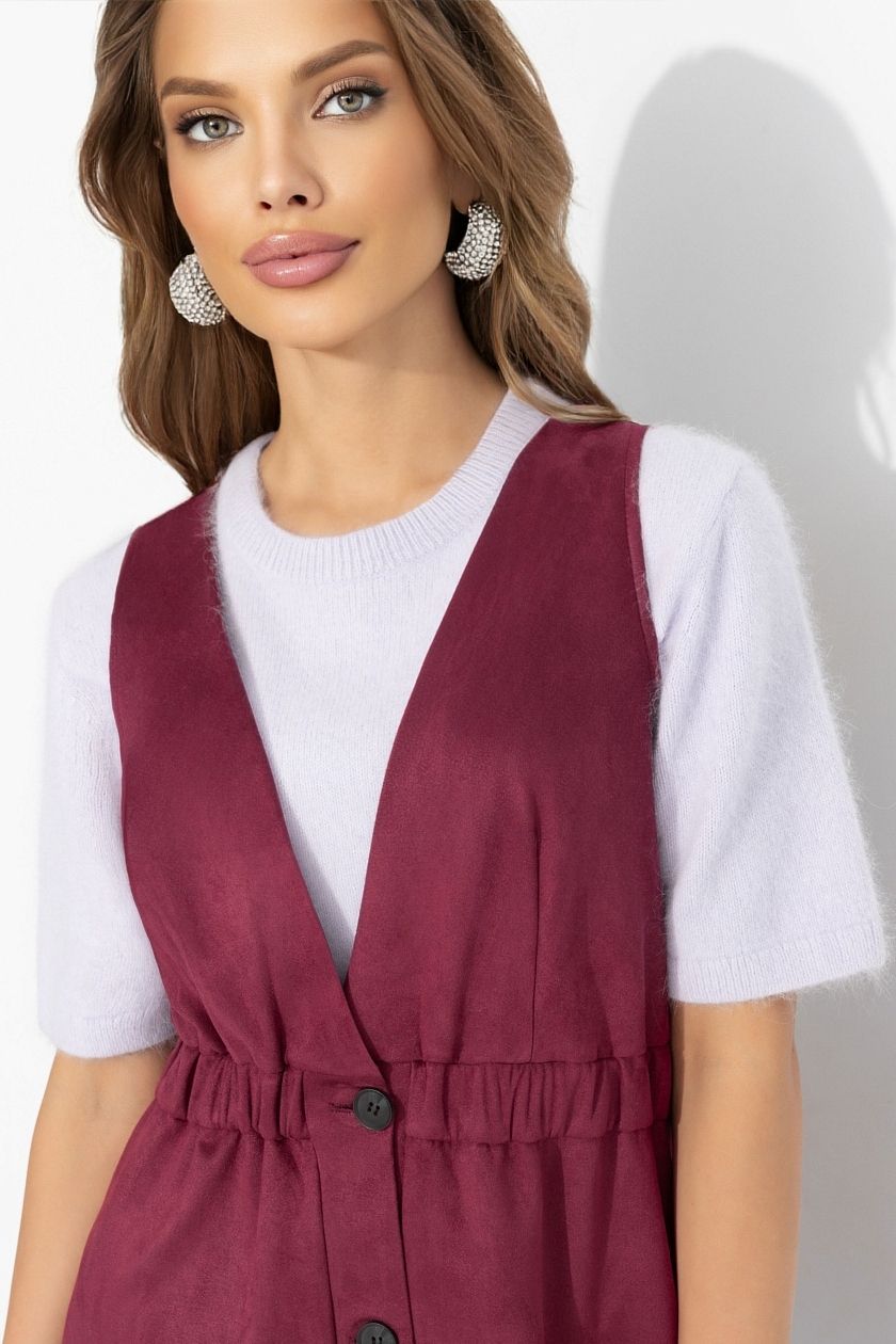 Сарафан бордовый из мягкой экозамши Charutti(фото3)