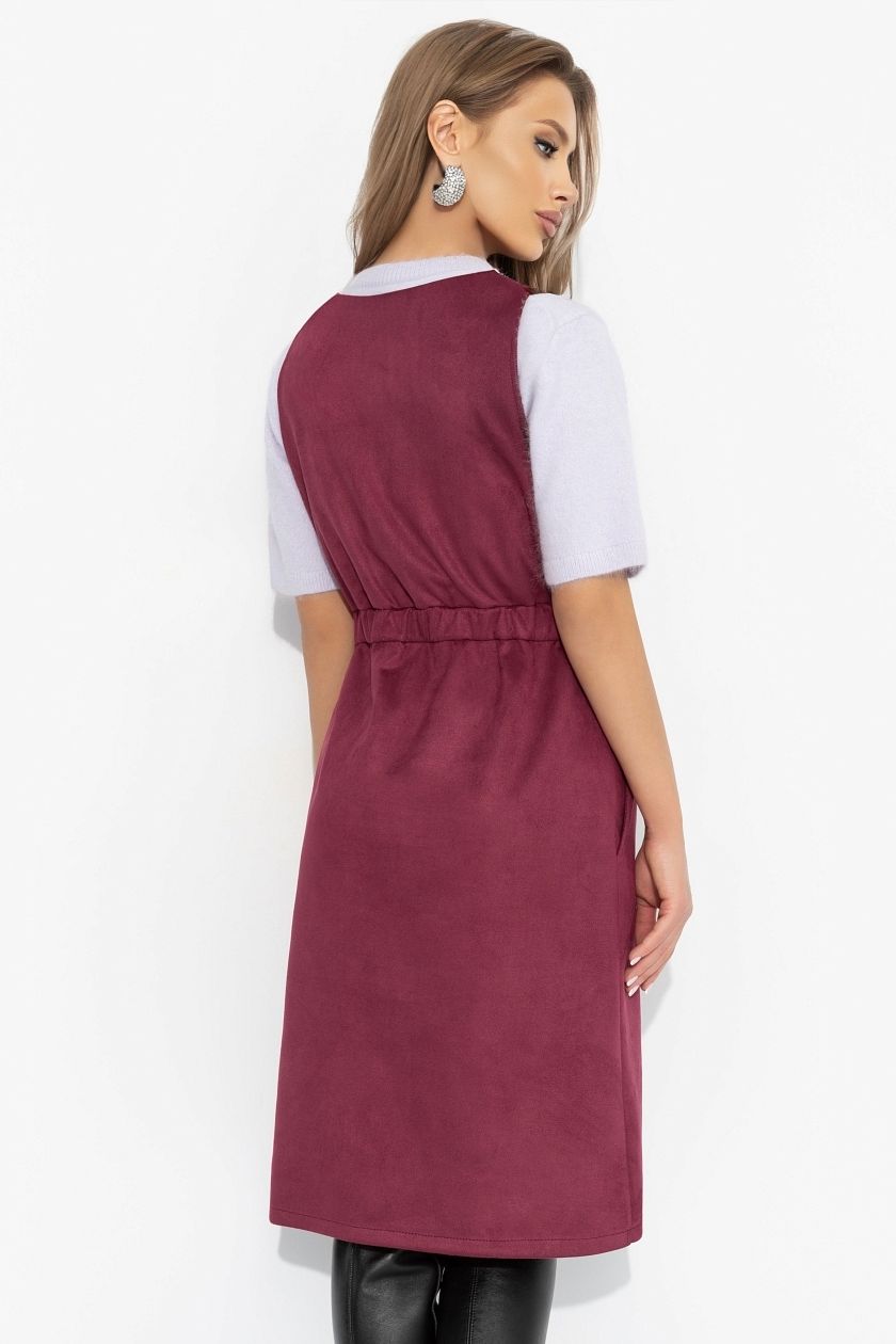 Сарафан бордовый из мягкой экозамши Charutti(фото6)