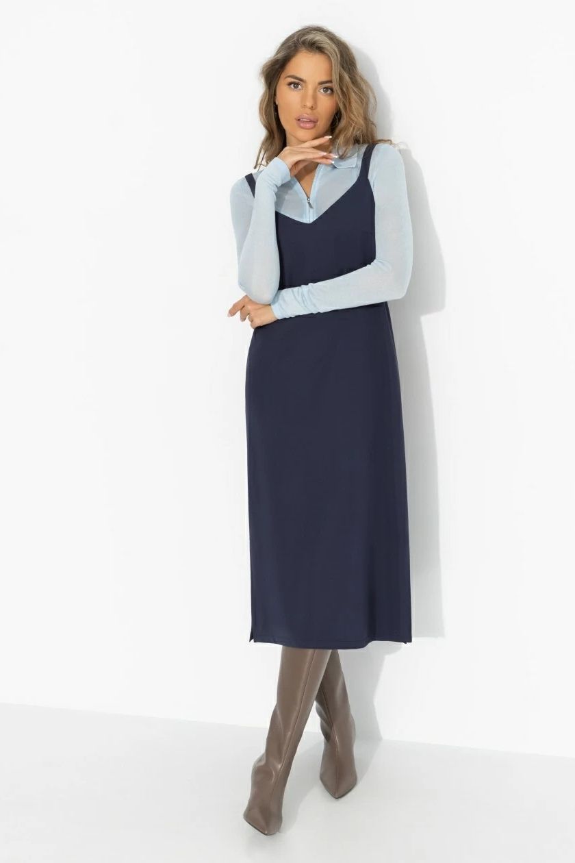 Сарафан синий с разрезами Charutti(фото3)