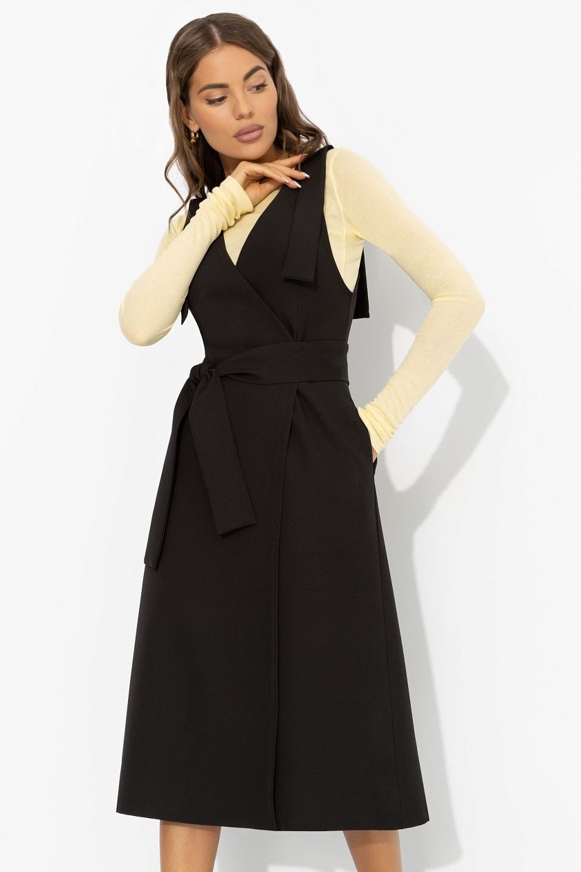 Сарафан чёрный на запах Charutti