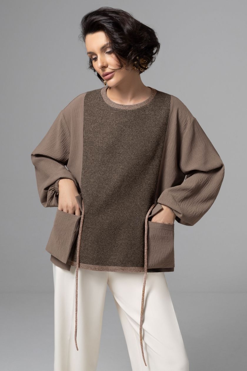 Свитшот комбинированный коричневый Charutti(фото3)