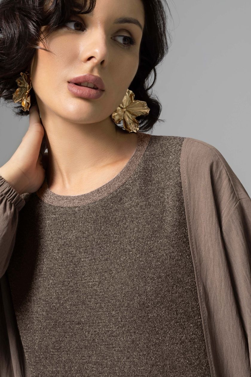 Свитшот комбинированный коричневый Charutti(фото4)