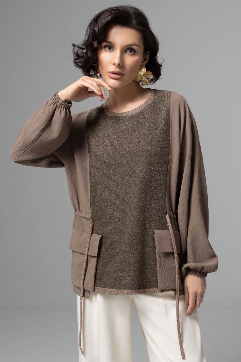 Свитшот комбинированный коричневый Charutti(фото7)