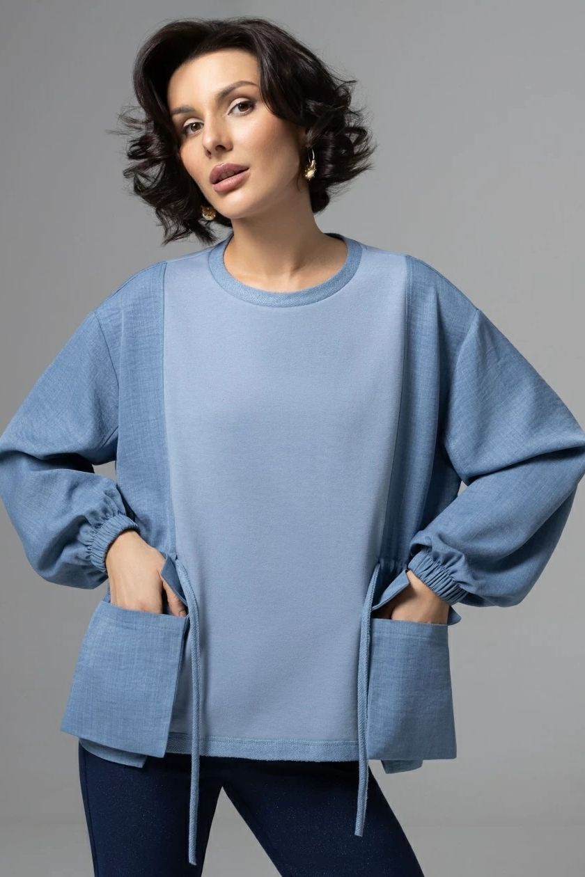 Свитшот комбинированный голубой Charutti(фото5)