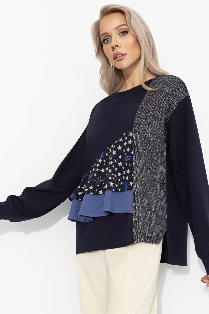 Свитшот комбинированный синий Charutti(фото5)