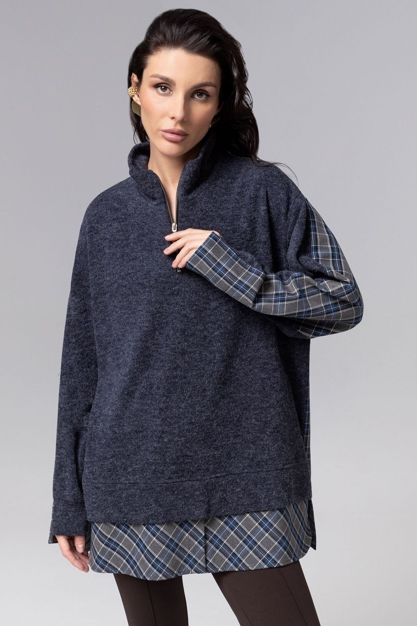 Свитшот утеплённый тёмно-синий комбинированный Charutti(фото3)