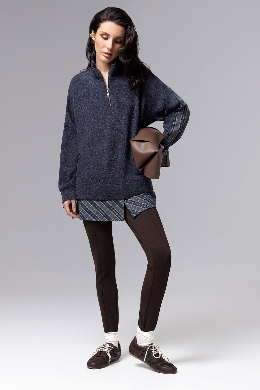 Свитшот утеплённый тёмно-синий комбинированный Charutti(фото2)