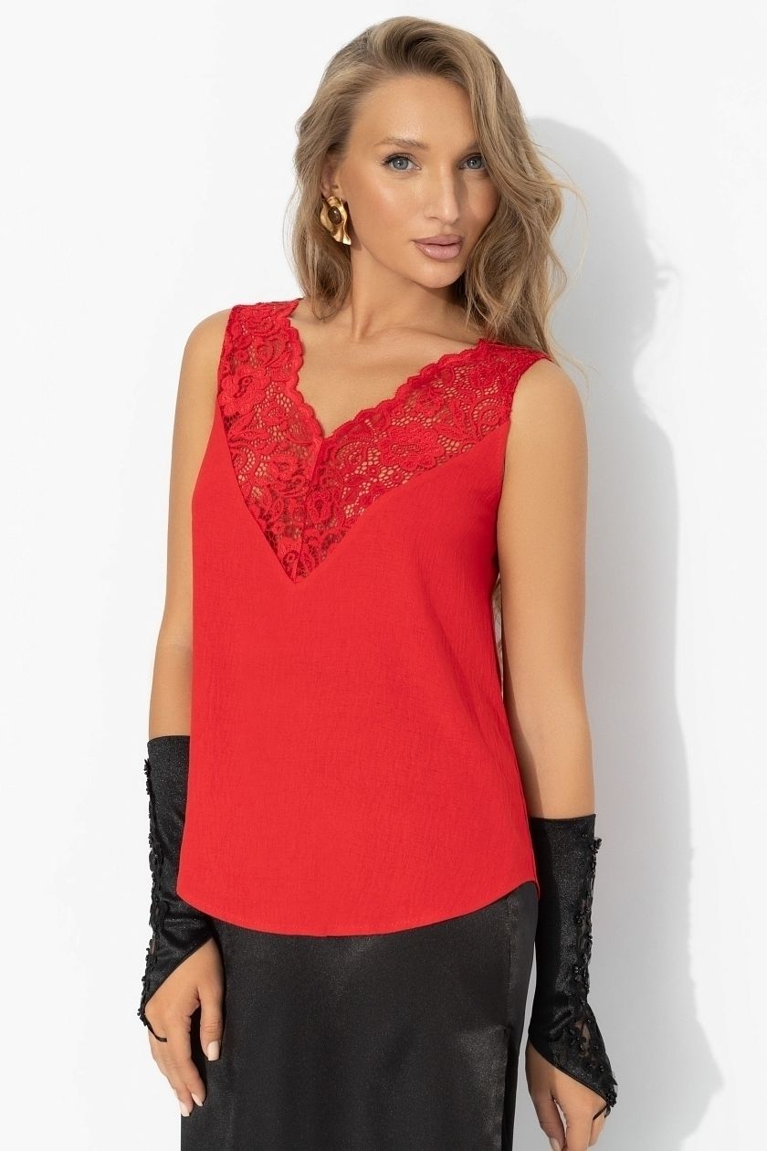 Топ красный с кружевом Charutti(фото3)