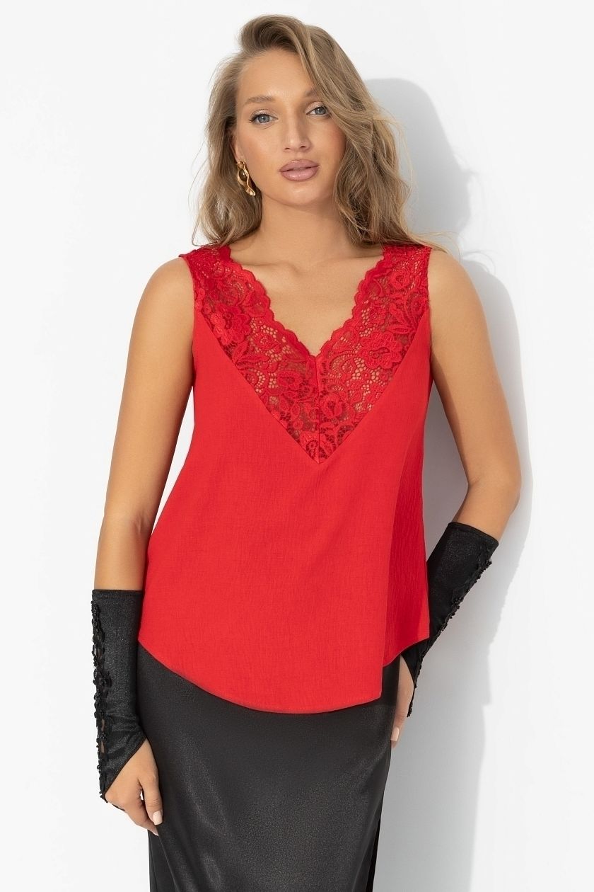 Топ красный с кружевом Charutti(фото2)