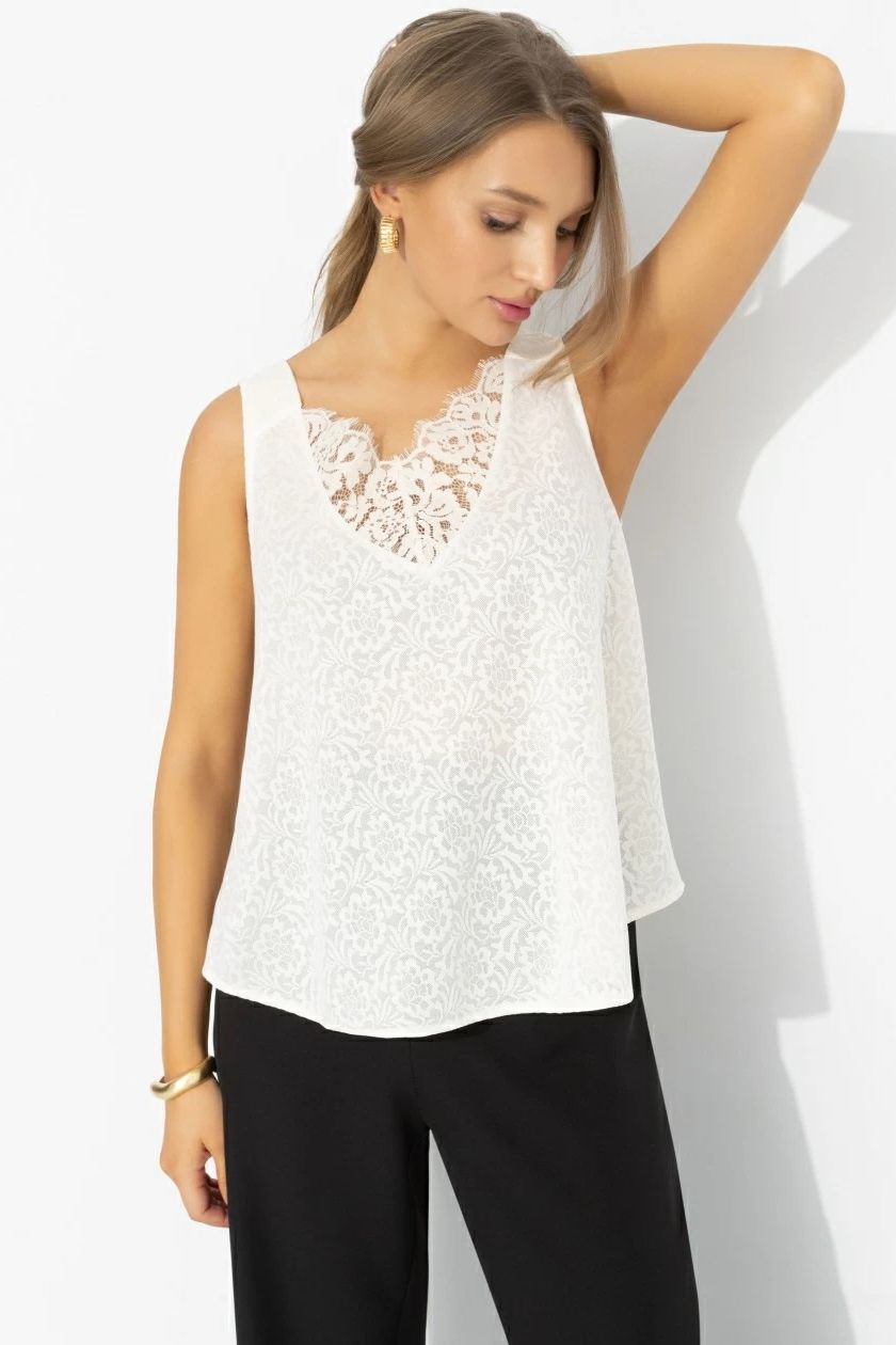 Топ трикотажный жаккардовый с кружевом Charutti(фото2)